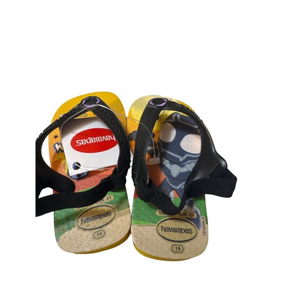 Havaianas Kids Marvel Black Panther Sandals Size 5C Black & Yellow Rubber Flip F - Picture 4 of 5